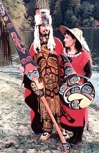 Odin Lonning and Ann Statler dressed in Tlingit regalia; photo by Jenn Reidel