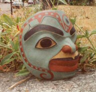 Shaman mask (c) 1985 Odin Lonning, carved and painted alder